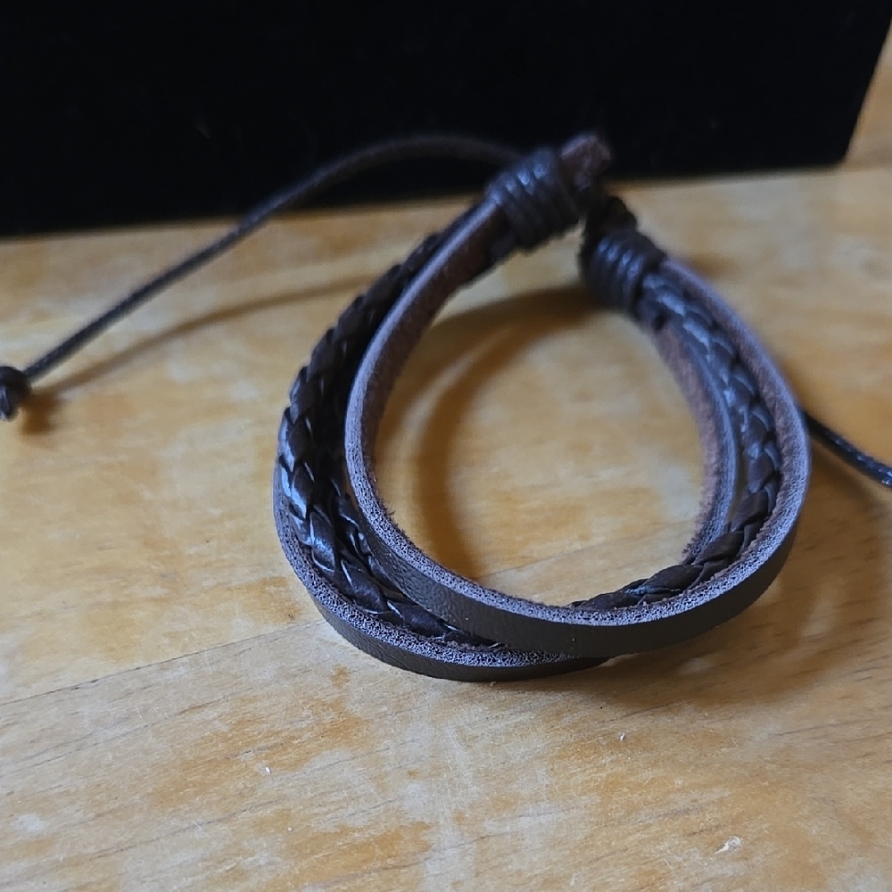 Unisex Braided Leather Adjustable Bracelet